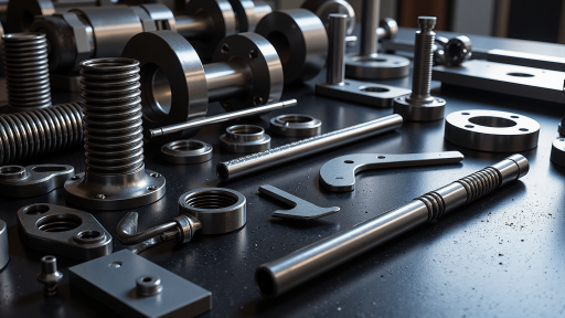 High quality steel products and metal components displayed in warehouse setting